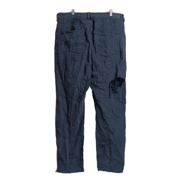 American Eagle Destroyed Straight Jeans Womens 14 Black High Rise Ripped Stretch - Picture 3 of 4